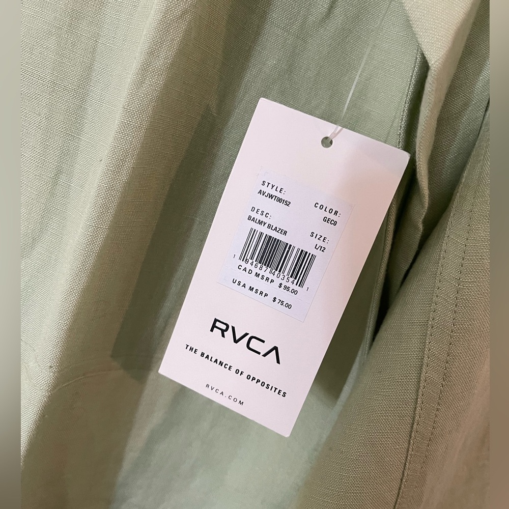 NWT - RVCA Linen Duster - Mint Green - Size L/12 - Picture 7 of 7